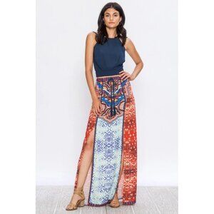 Jealous Tomato Split Front Maxi Skirt Large Elastic Waist Boho Festival Resort